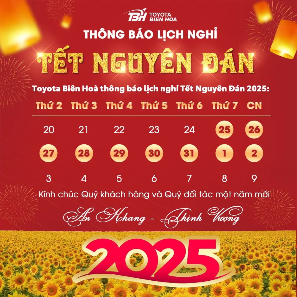 THÔNG BÁO LỊCH NGHỈ TẾT NGUYÊN ĐÁN 2025